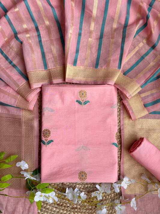 Zari Weaving Baby Pink Set
