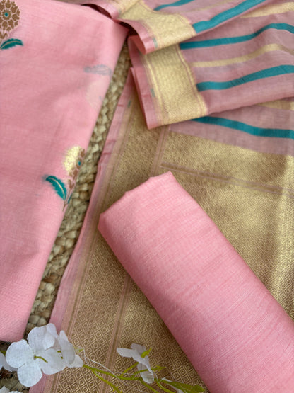 Zari Weaving Baby Pink Set
