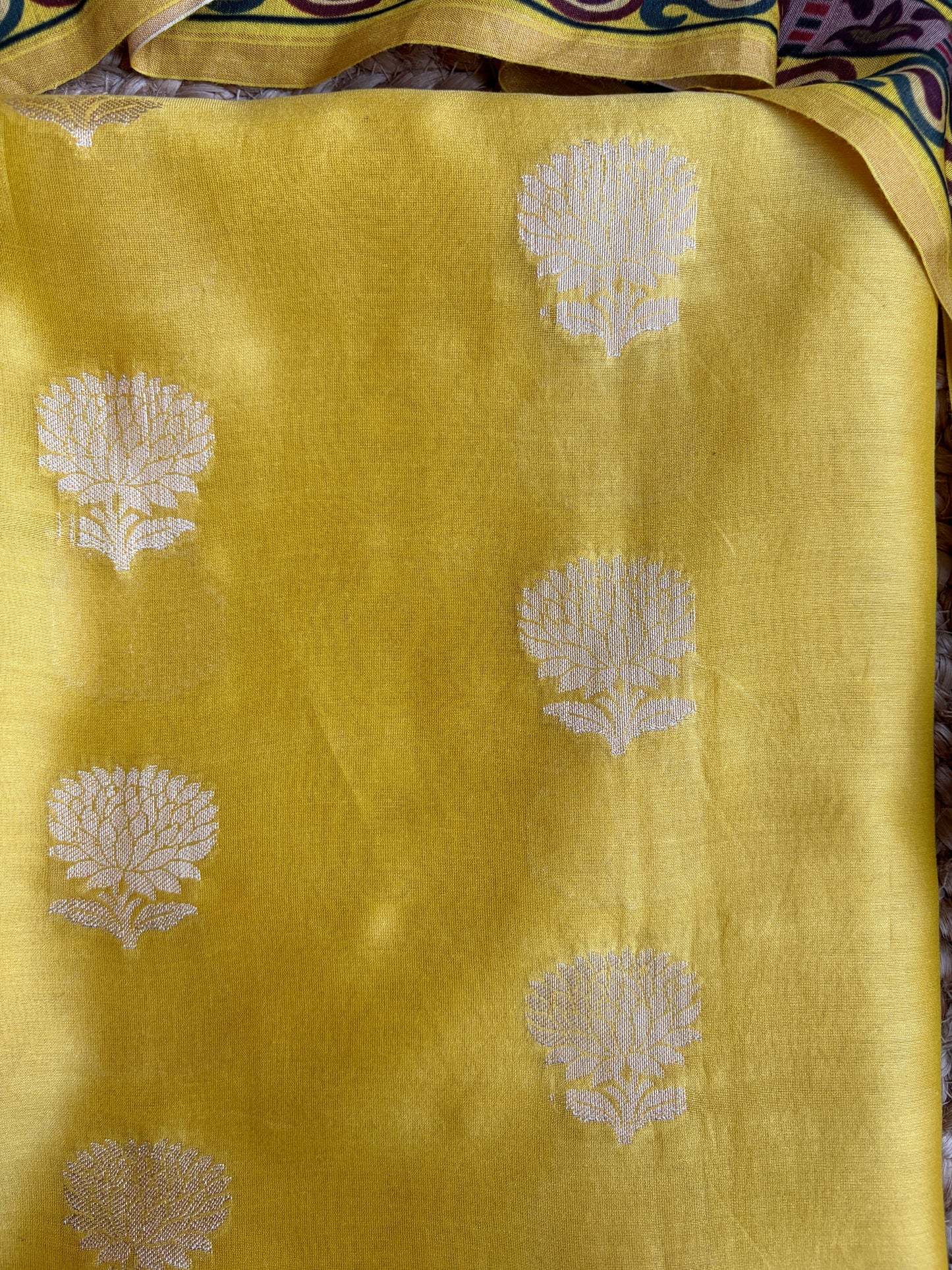 Handloom Printed Mustard Yellow Set