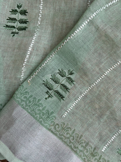 Forestry Printed Embroidered Bottle Green Set