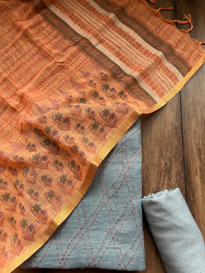 Linen Grey-Orange Set