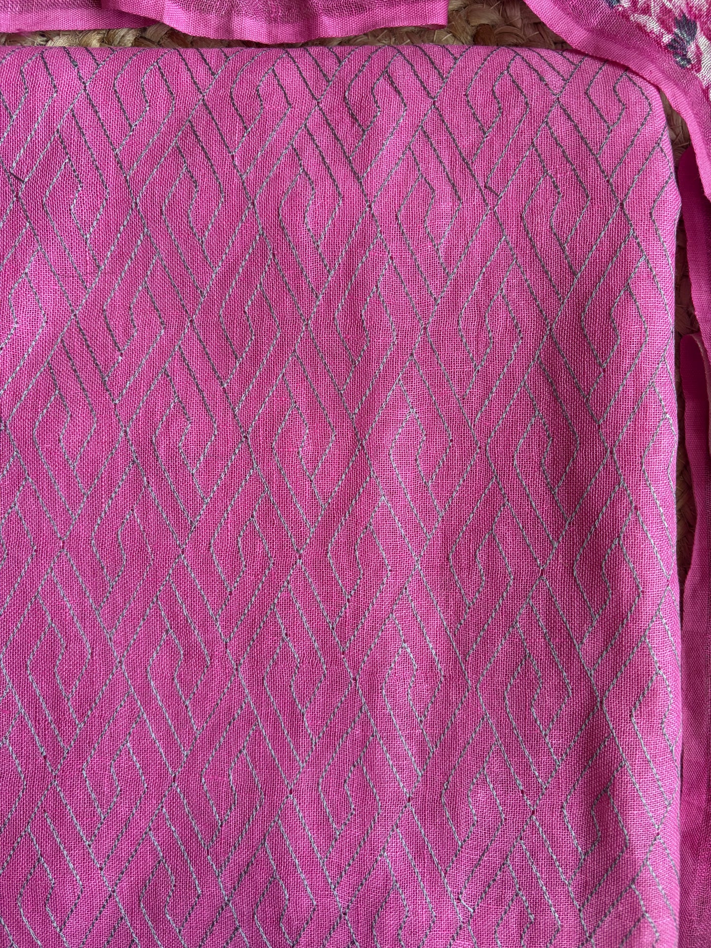 Linen Rani-Grey Embroidered Printed Set