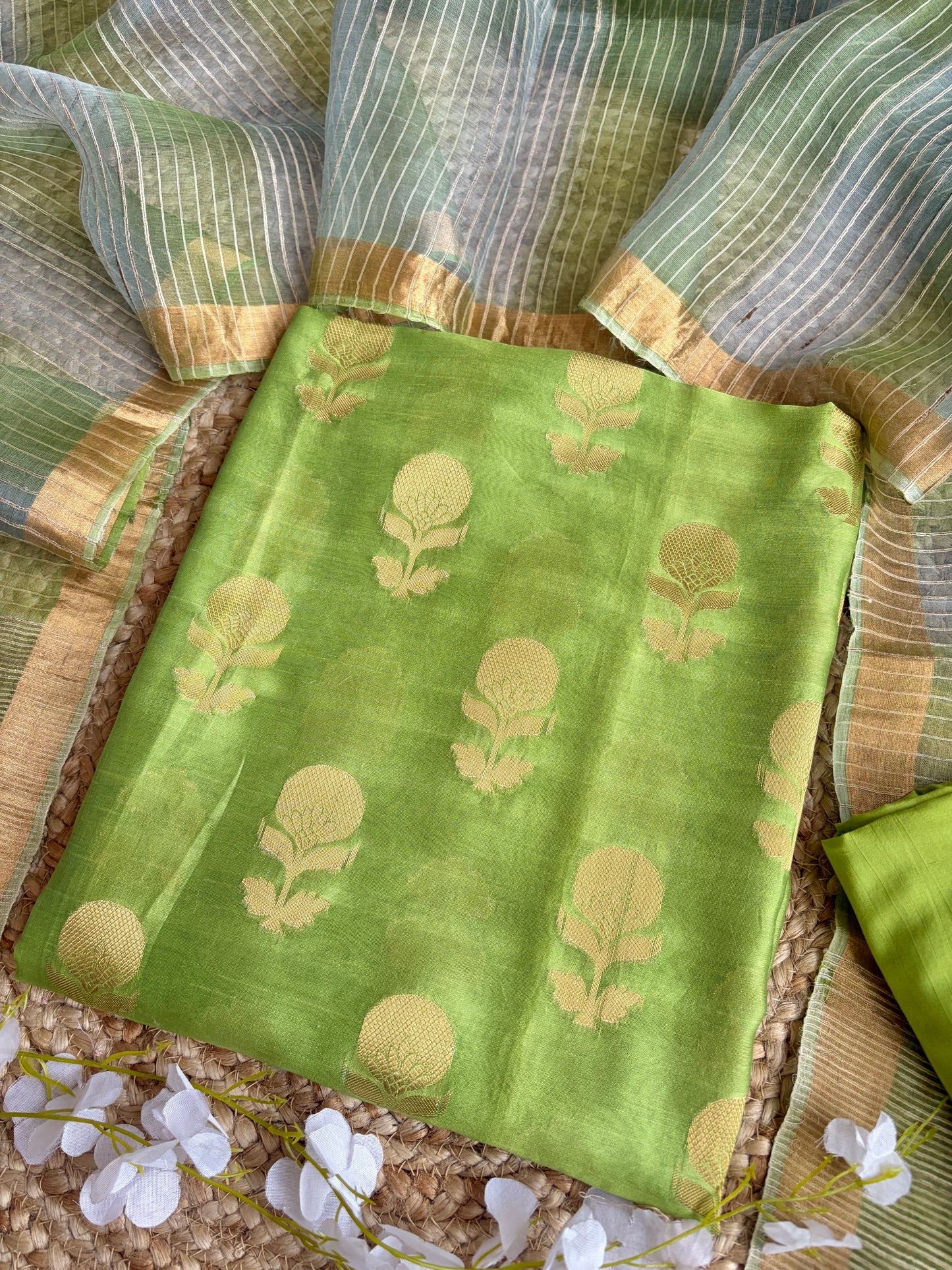 Printed Rangkat Green Set