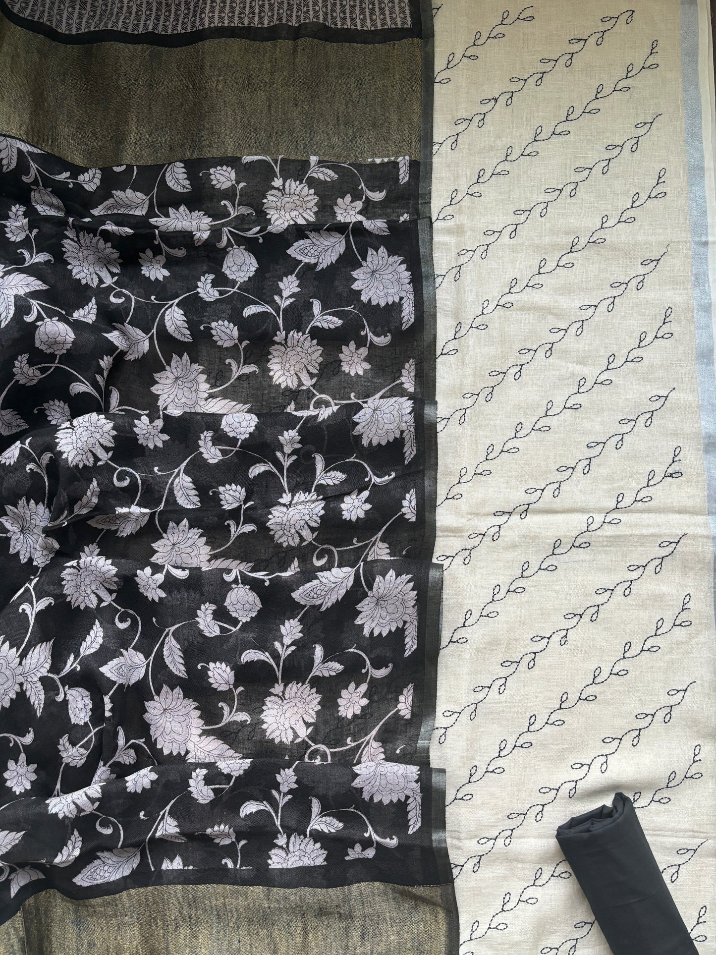 Cream Black Linen Set