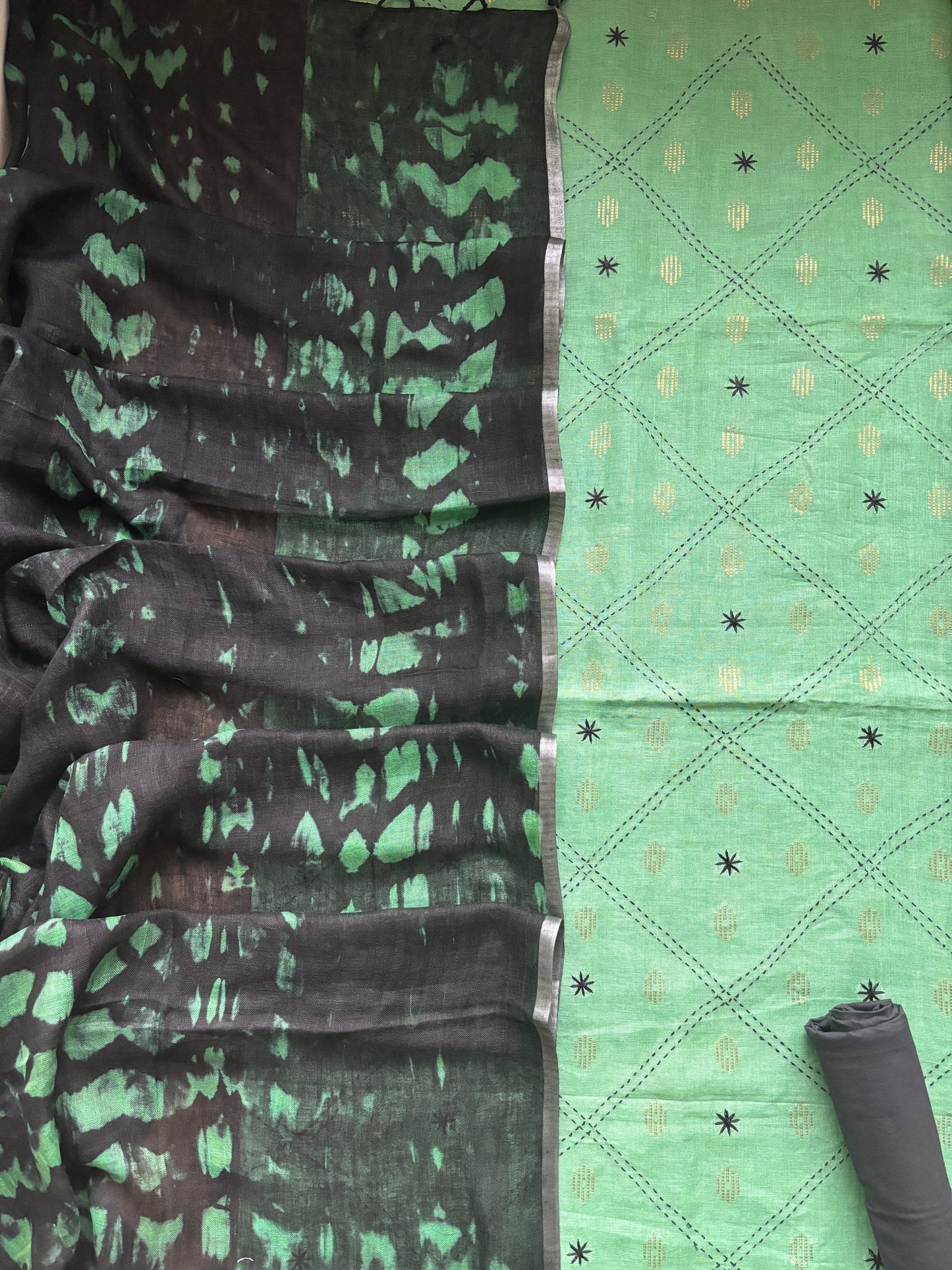 Green Tye-Dye Linen Set