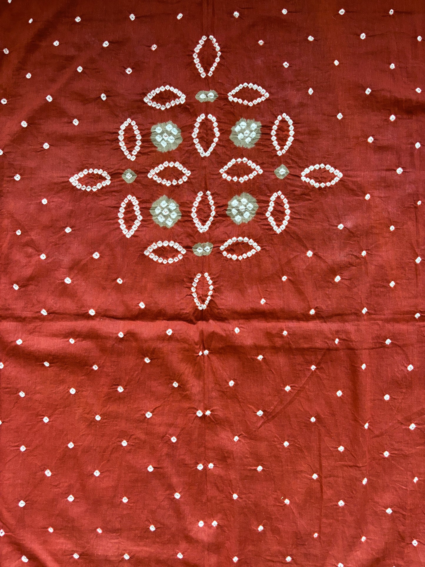 Cotton Rai Bandhej Red-Rust Set