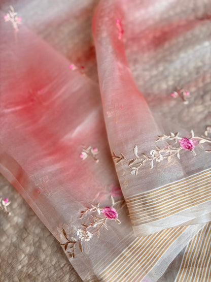 Shibori Baby Pink Organza Suit Set