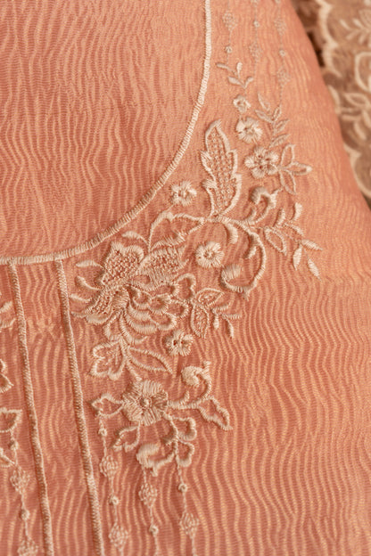 Crushed Tissue Embroidered-Baby Pink Set