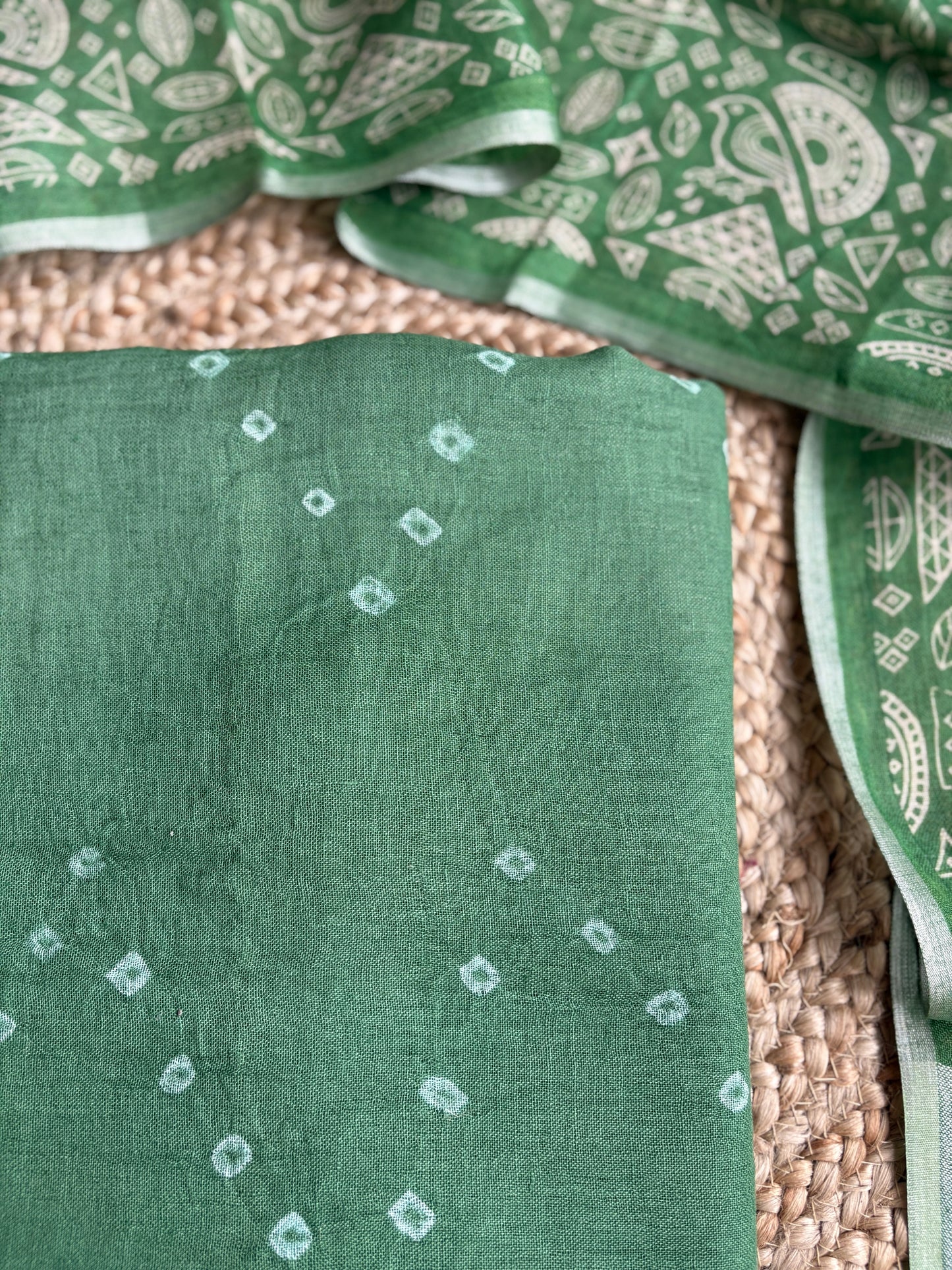 Linen Green Tie-Dye Suit Set