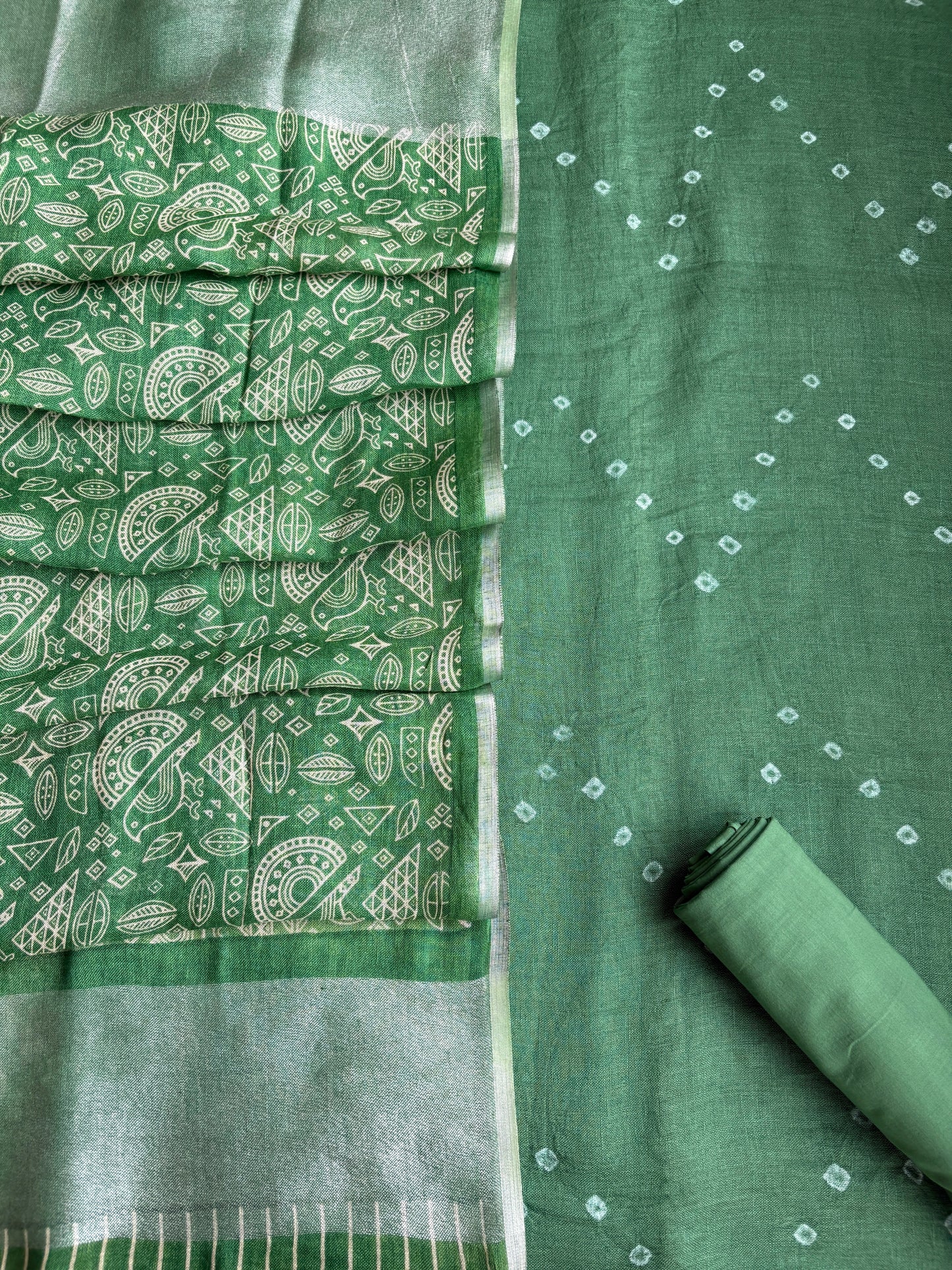 Linen Green Tie-Dye Suit Set