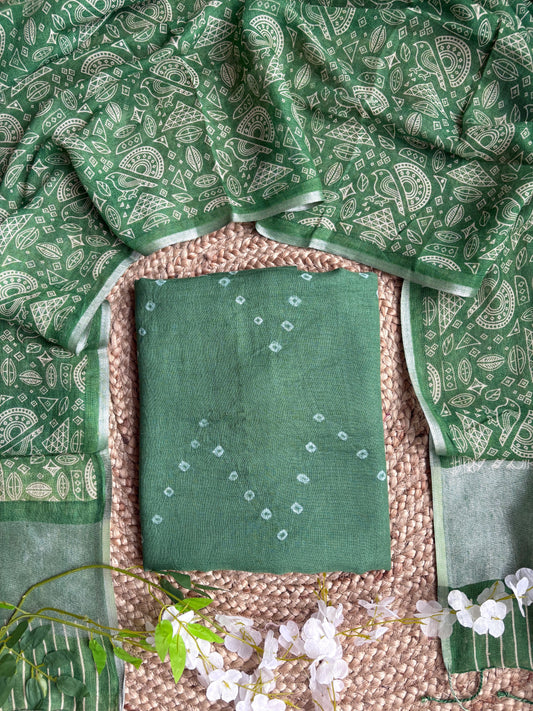 Linen Green Tie-Dye Suit Set