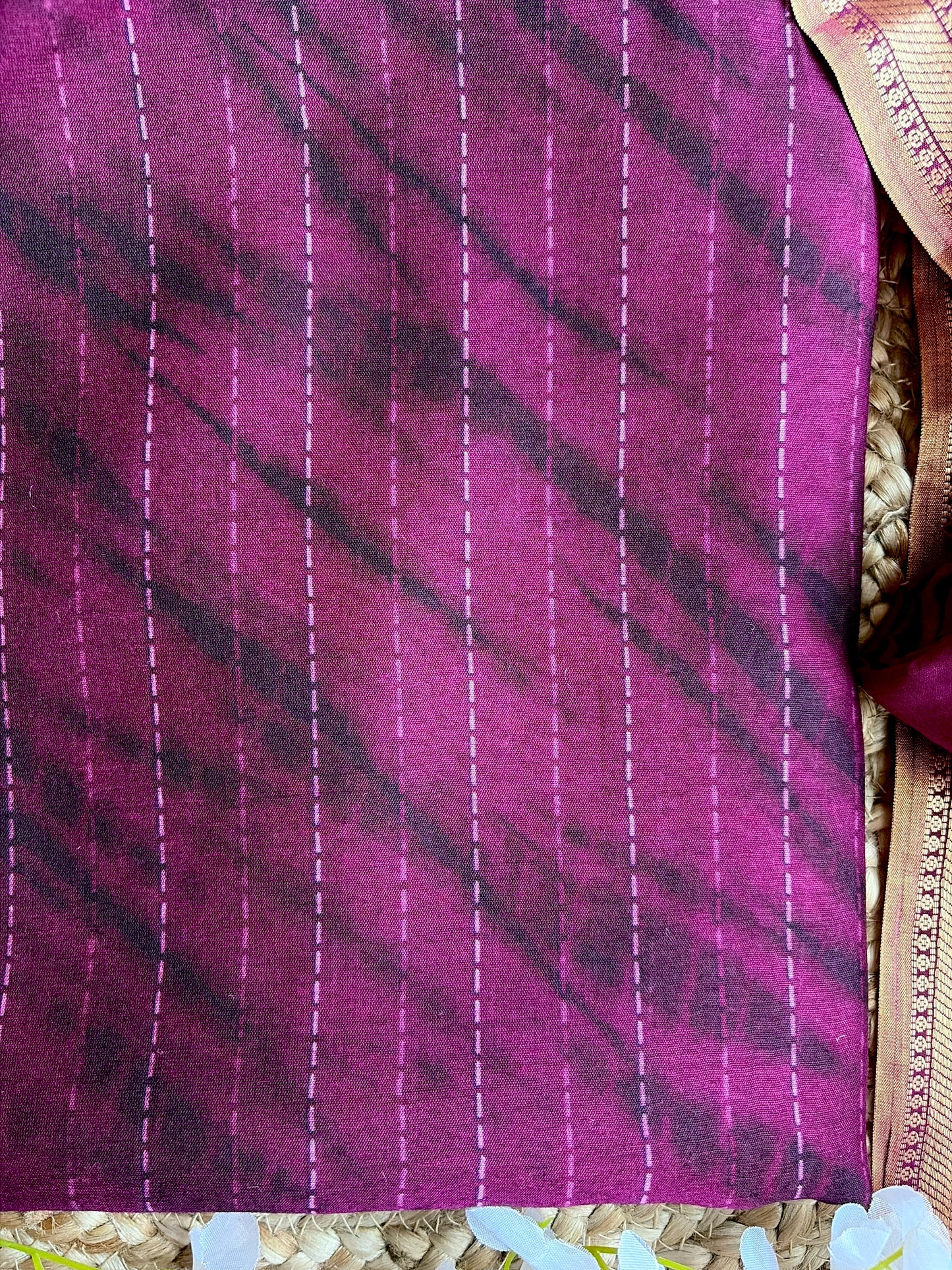 Staple Silk Purple Floral Stripes Printed Set
