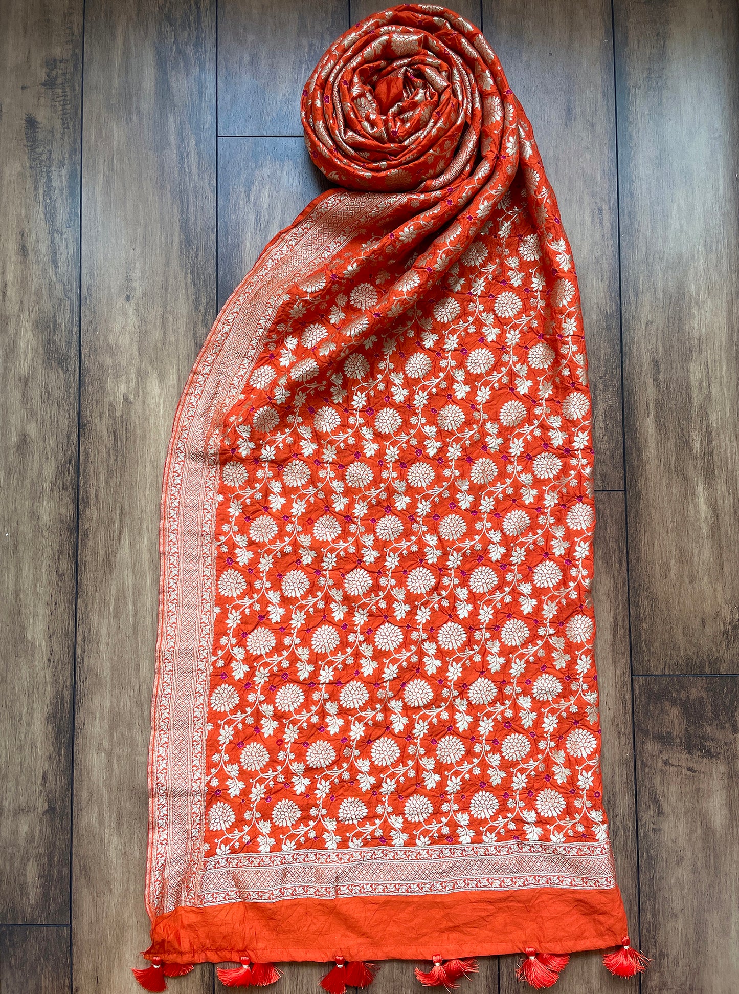 Chiniya Bandhani Orange Dupatta