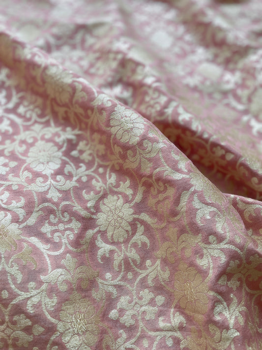 Moonga Kadhua Jaal Powder Pink Fabric