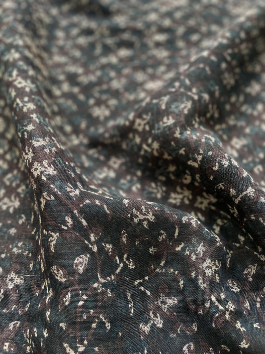 Linen Black Printed Fabric