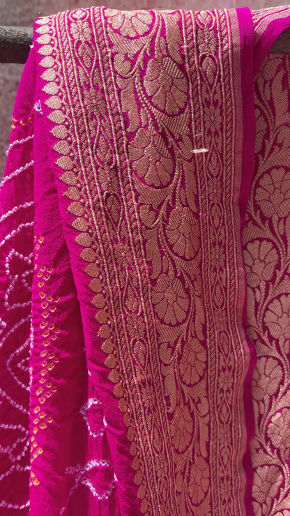Georgette Banarasi Bandhej Rani Dupatta