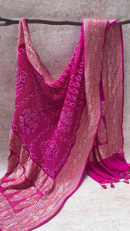 Georgette Banarasi Bandhej Rani Dupatta