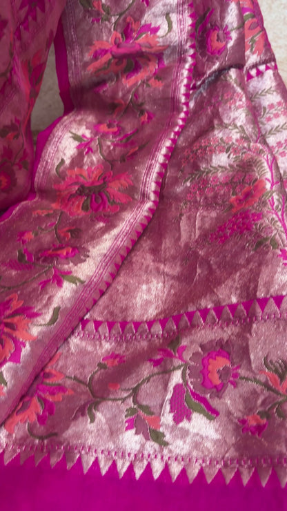 Georgette Meenakari Boota Paithani Bandhej Rani Dupatta