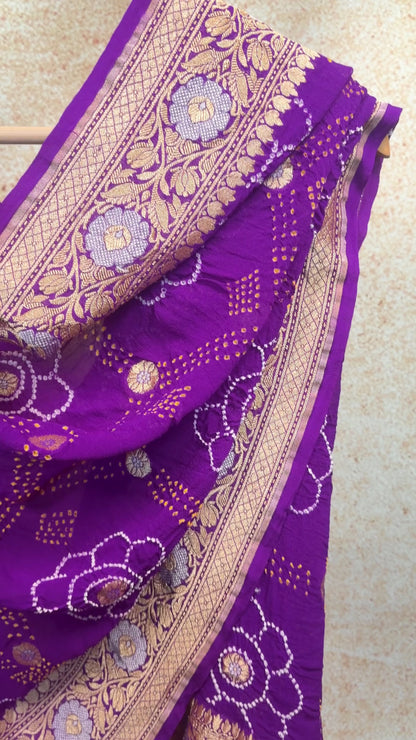 Georgette Sona Rupa Purple Bandhej Dupatta