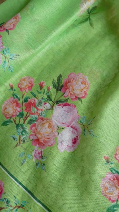 Floral Shaded Green-Orange Suit Set