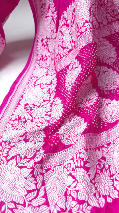 Katan Silk Parsi Pink Bandhej Dupatta