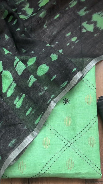Green Tye-Dye Linen Set
