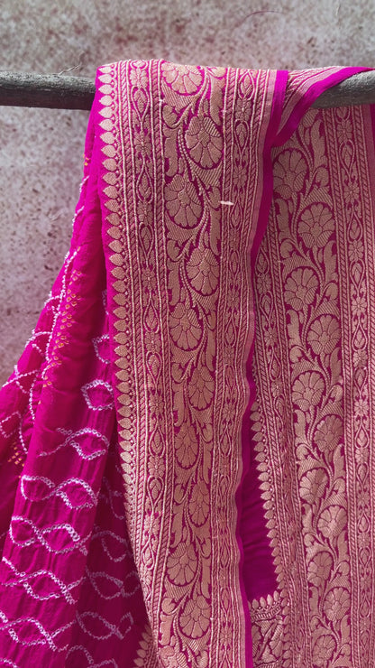 Georgette Banarasi Bandhej Rani Dupatta