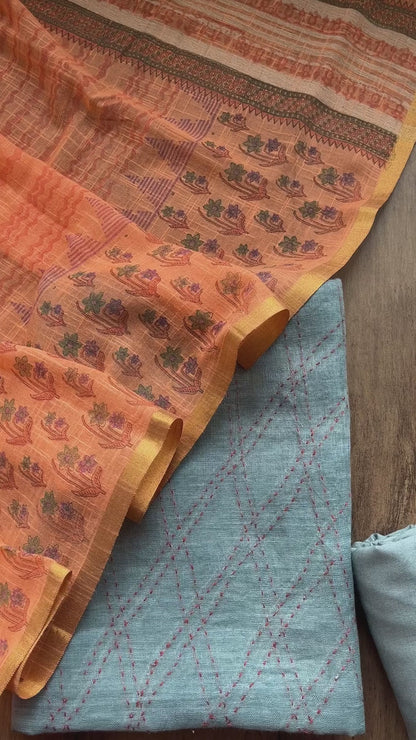 Linen Grey-Orange Set