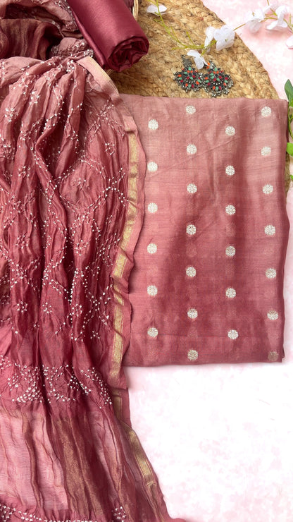 Chanderi Boota Kurta with Bandhej Dupatta Ombre Brown Suit Set