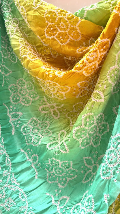 Gajji Rai Dana Yellow-Blue-Green Ombre Dupatta