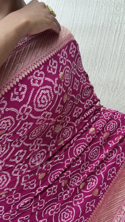 Georgette Boota Rai Dana Grape Purple Bandhej Saree