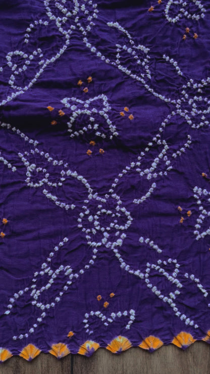Cotton Rai Bandhej Saree (Purple)