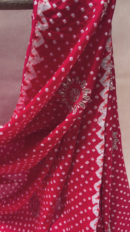 Laal Gulaab Gajji Bandhej Dupatta