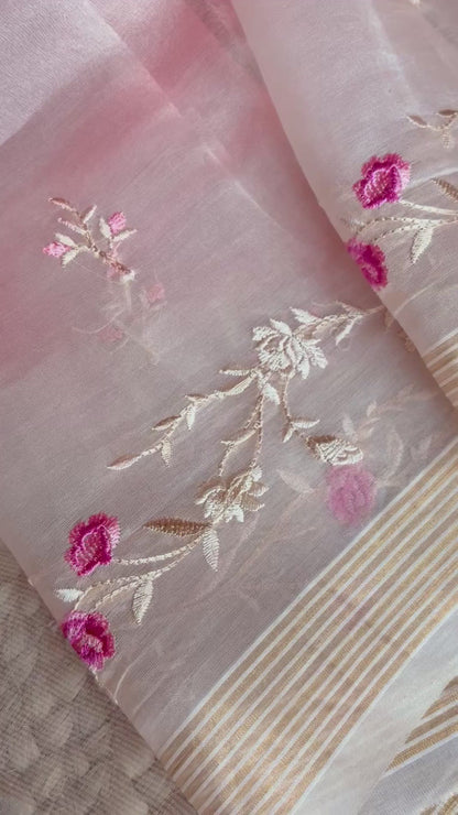 Shibori Baby Pink Organza Suit Set