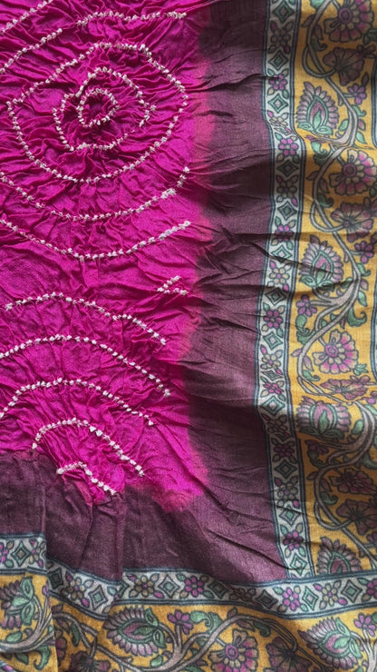 Ajrakh Bandhej Rani Dupatta