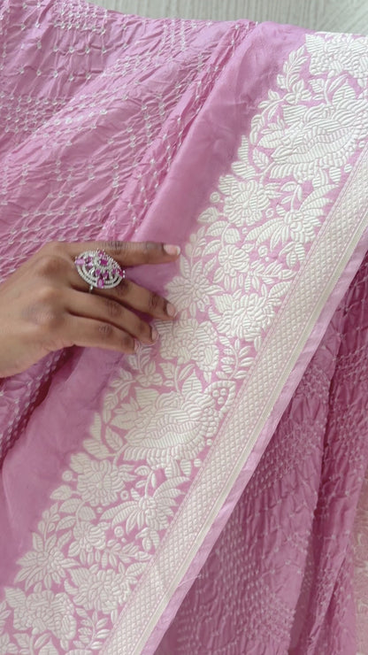 Katan Parsi Rai Dana Lilac Bandhej Saree