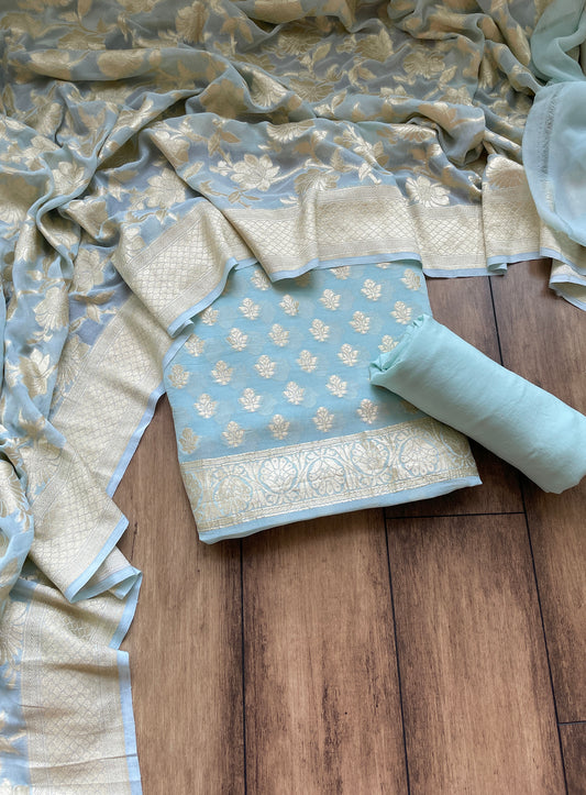 Handloom Khaddi Powder Blue Set