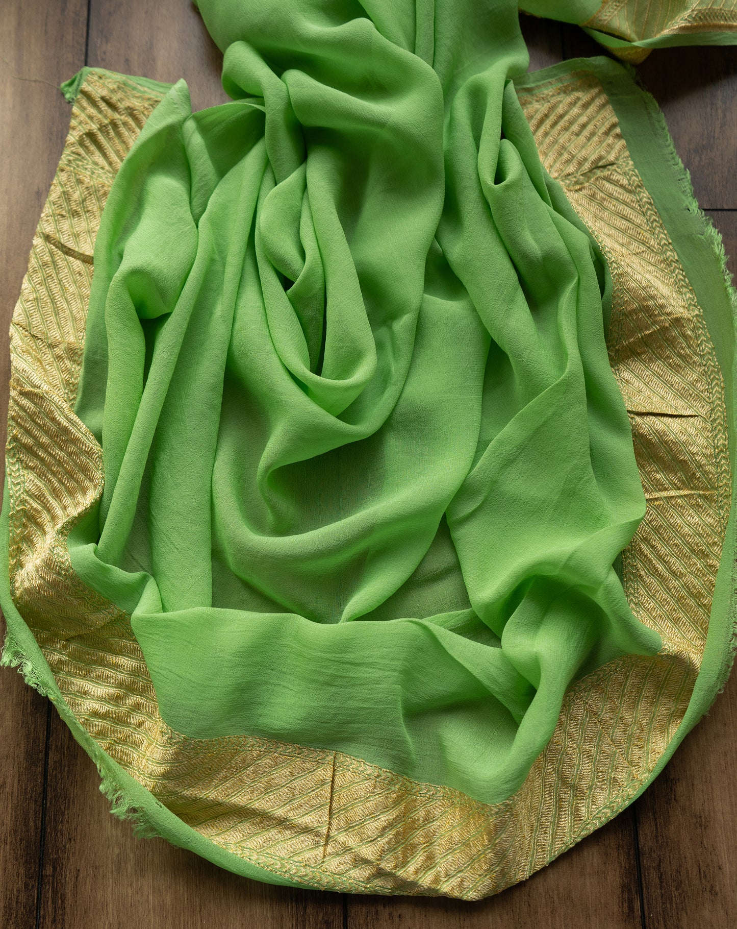 Handloom Khaddi Parrot Green Saree