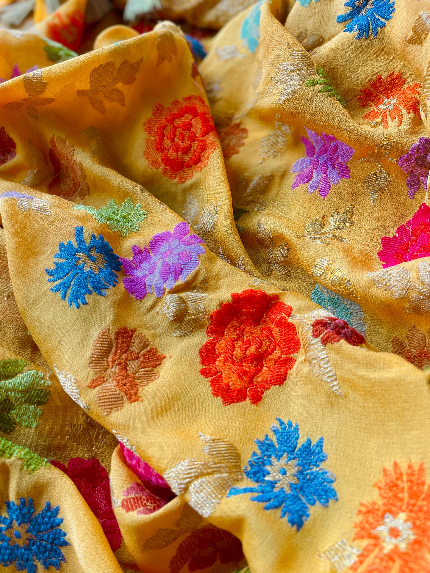 Yellow Khadi Meenakari Dupatta