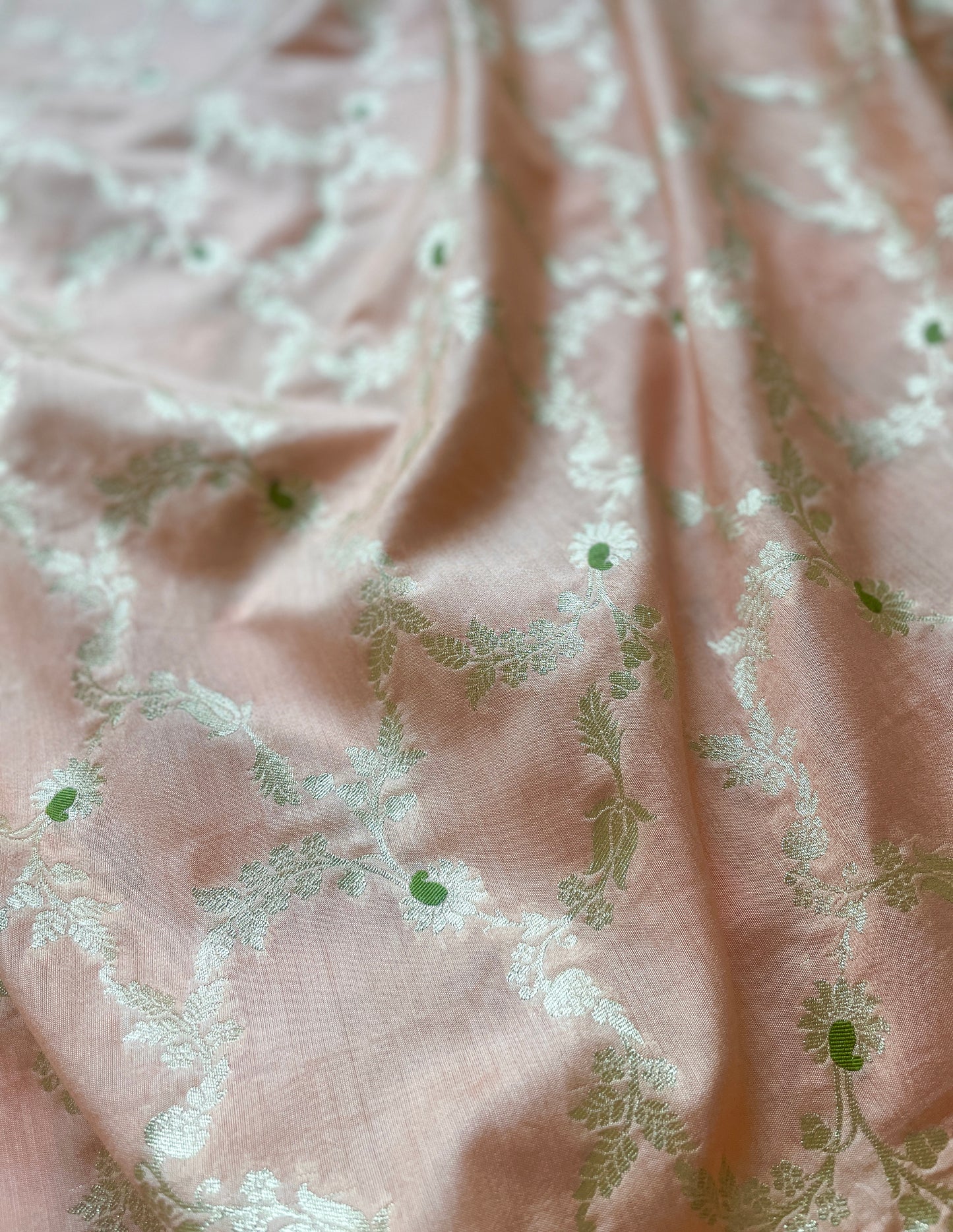 Mulberry Green Meenakari Zari Jaal Fabric