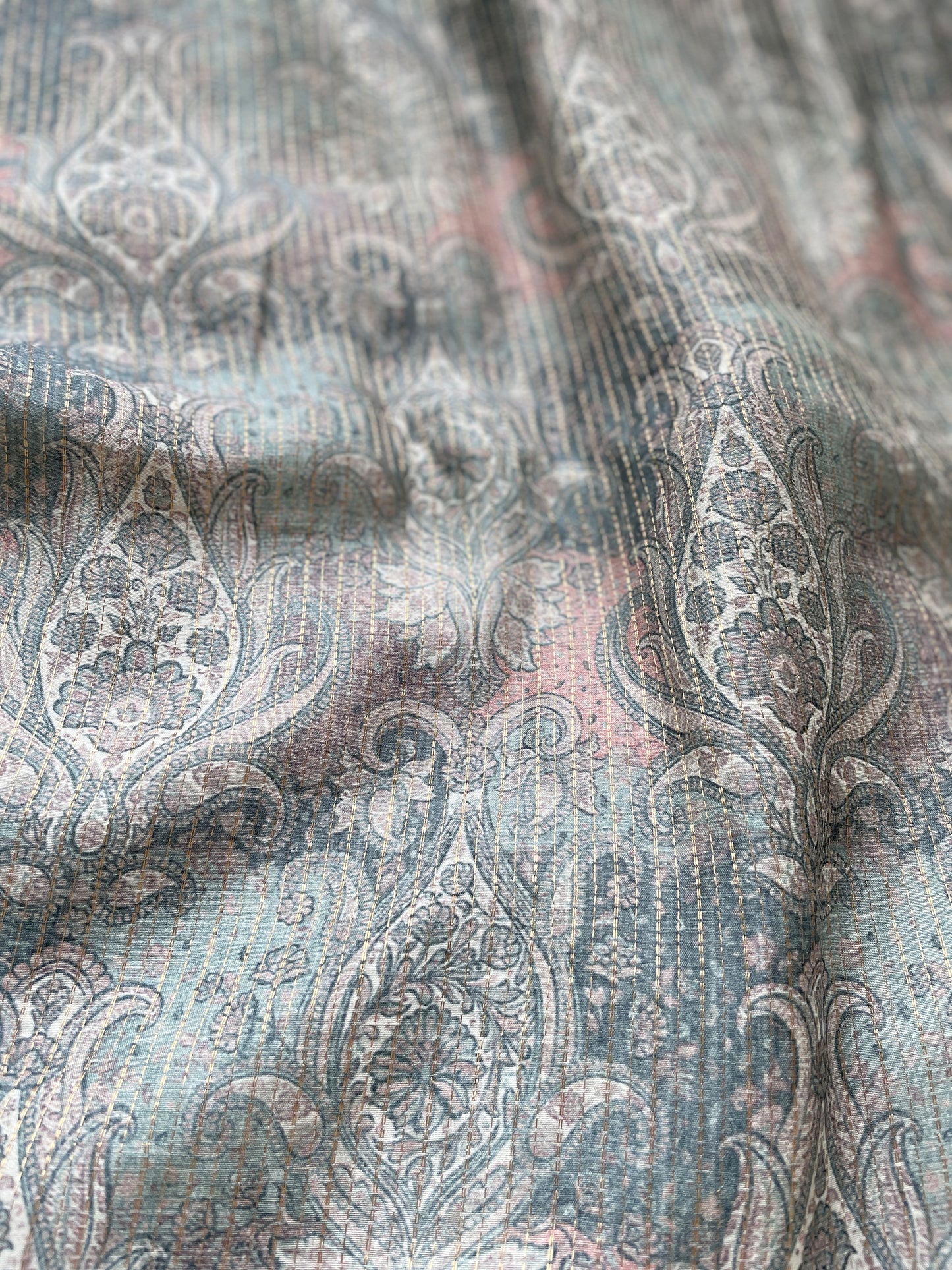 Multi Colour Zari Stripes Fabric