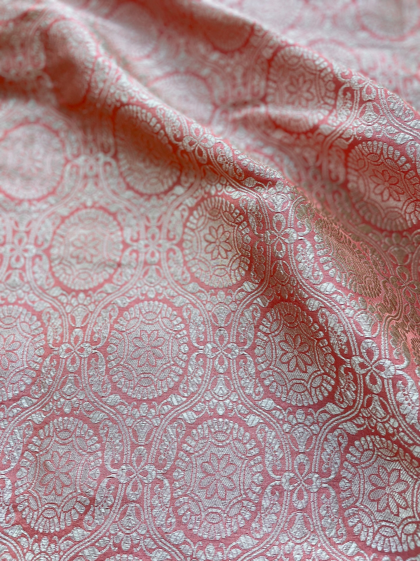 Naqshi Weaving Peach Fabric