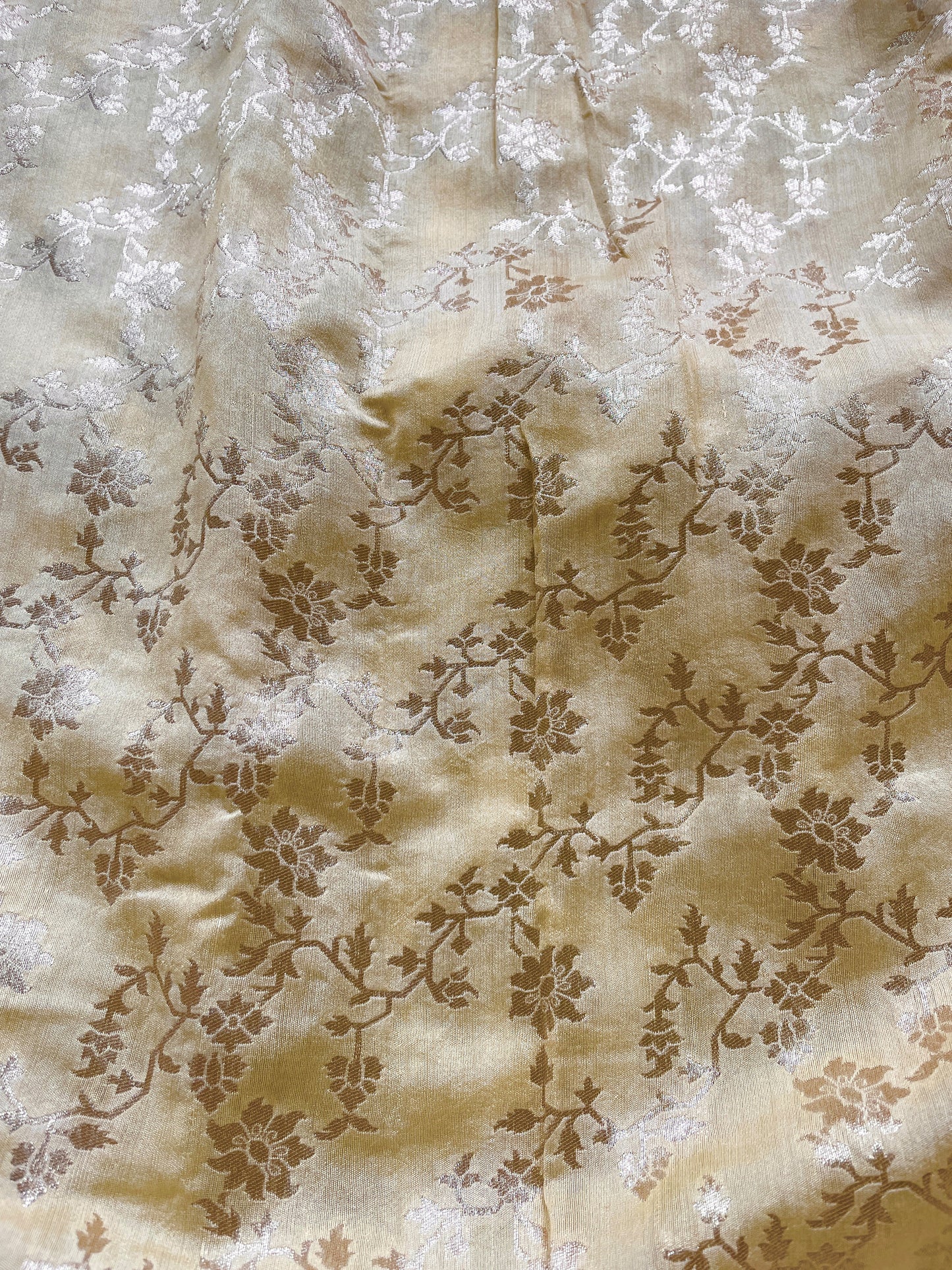 Lemon Yellow Palm Silk Jaal Fabric