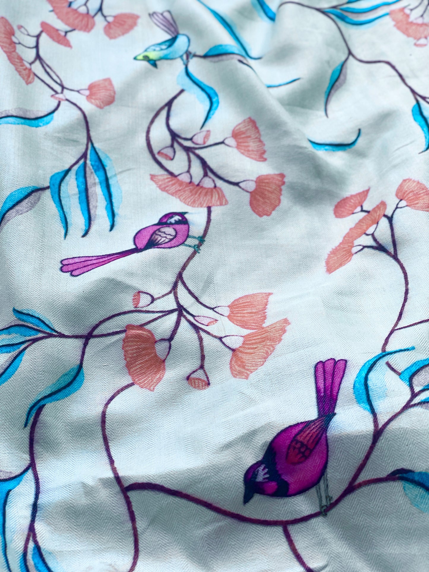 Staple Silk Bird Printed Fabric