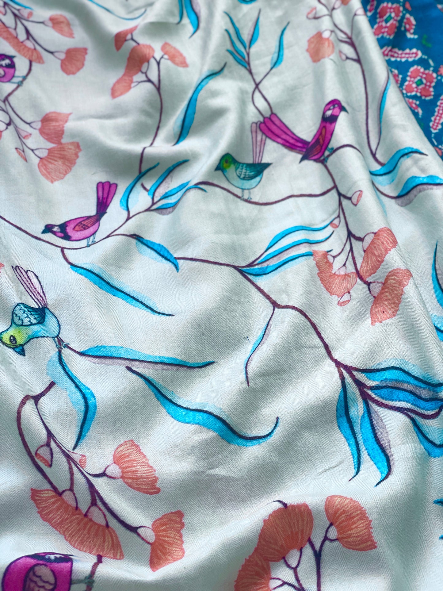 Staple Silk Bird Printed Fabric