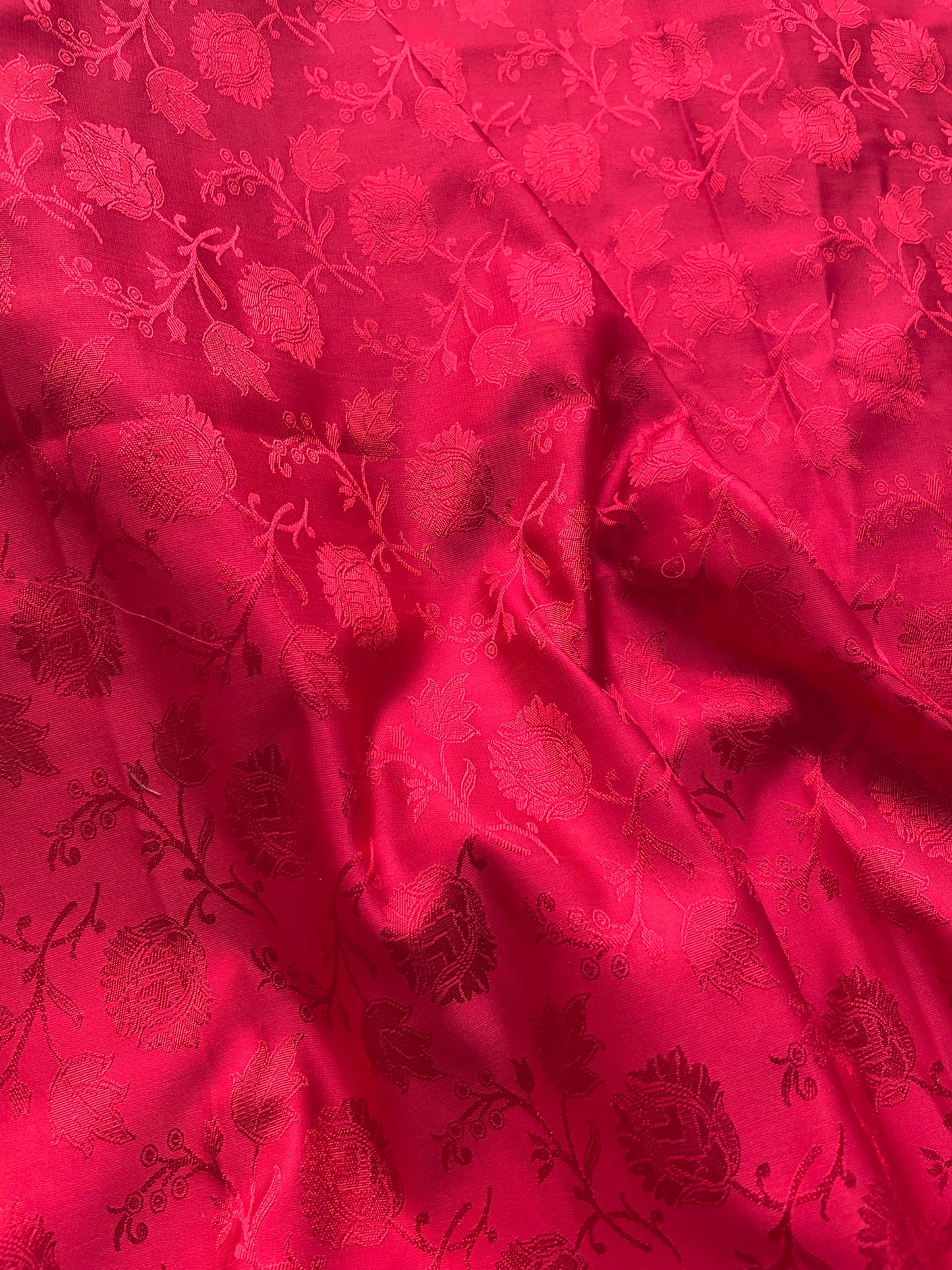 Katan Silk Self Weaving Red Fabric