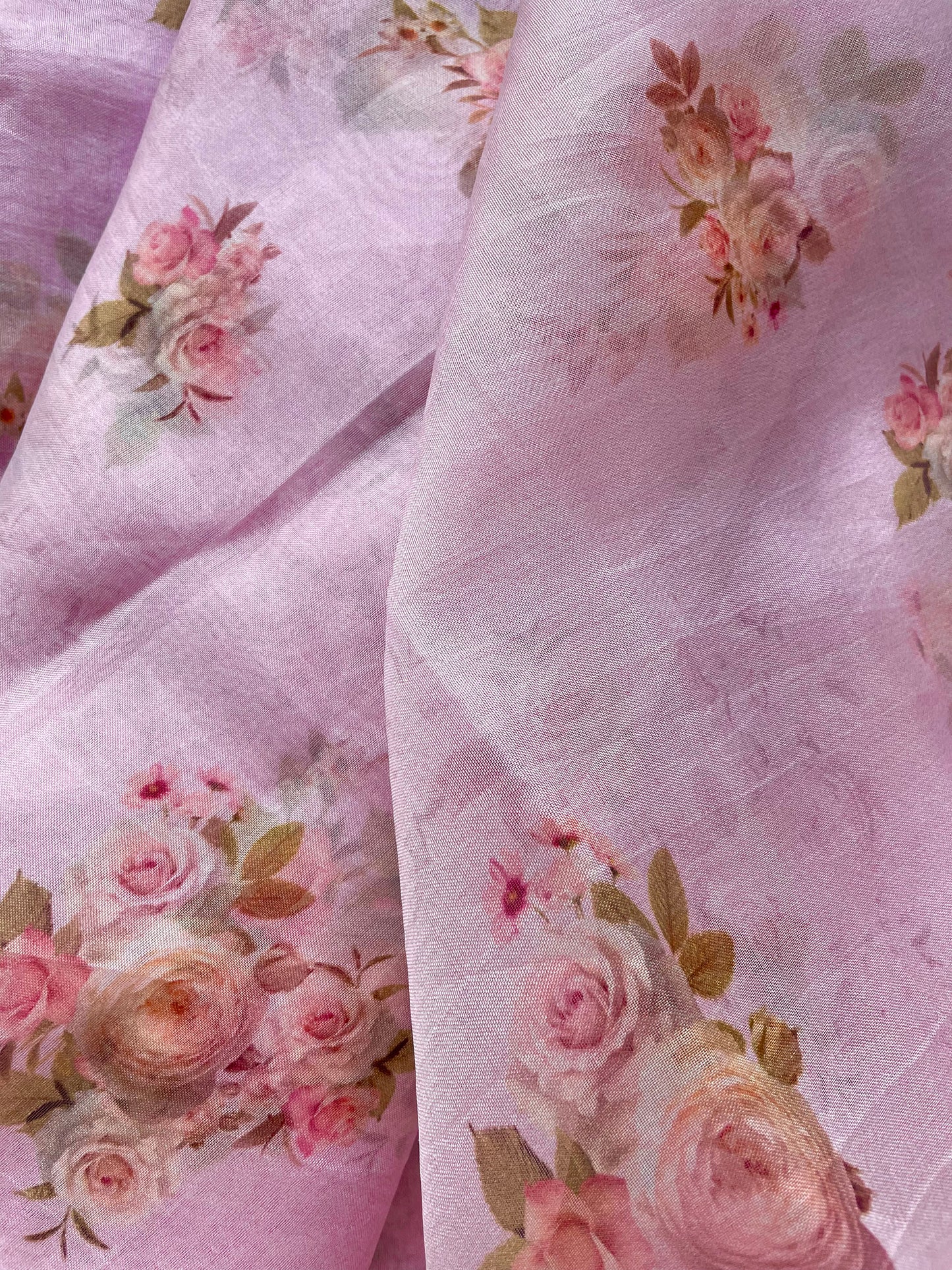 Lavender Kora Silk Printed Fabric