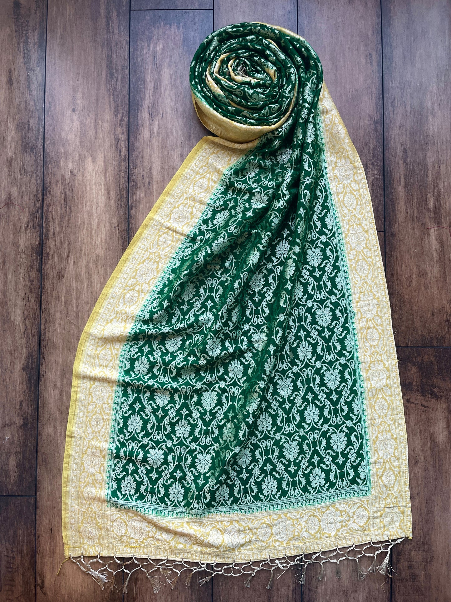 Moonga Green-Yellow Dupatta