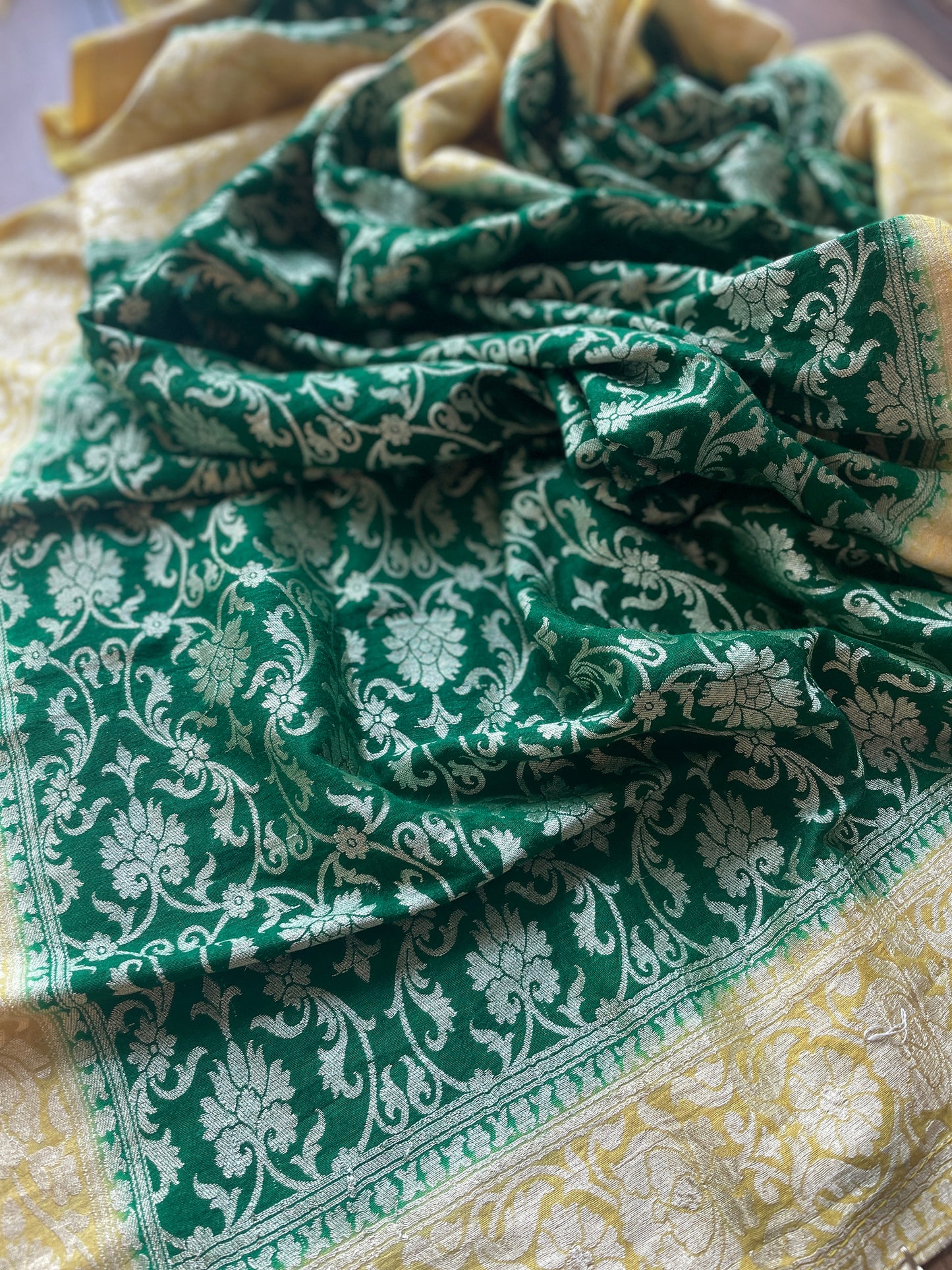 Moonga Green-Yellow Dupatta