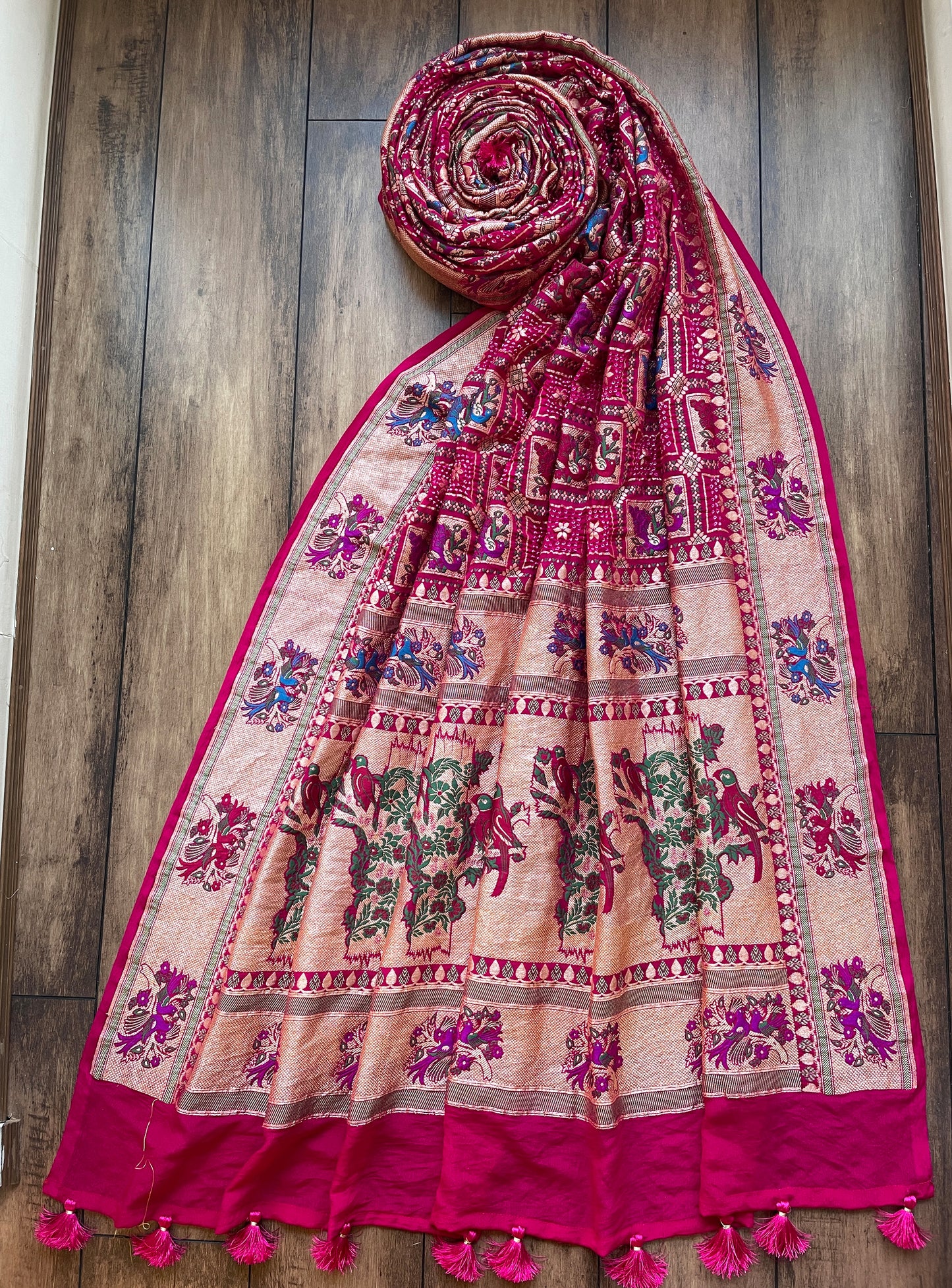 Multi-Color Figure Meena Rani Bandhej Dupatta